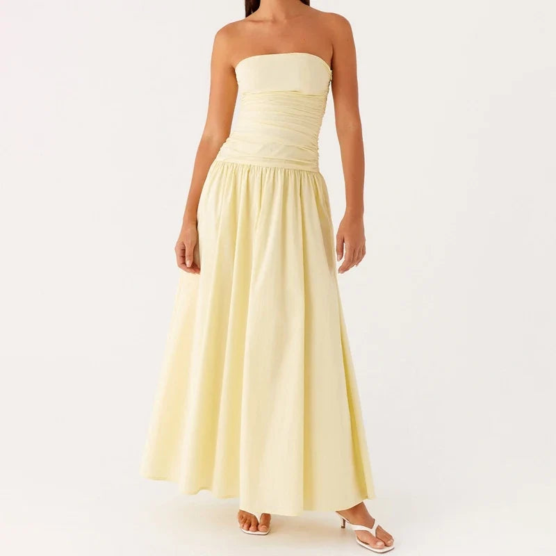 Damen Festliches Kleid Maxi elegant in Gelb