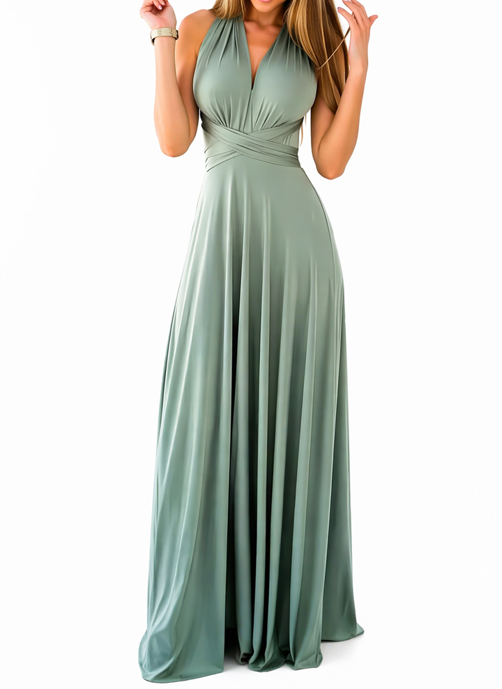 Damen Festliches Kleid Maxi für Hochzeitsgast Herbst in Celadon