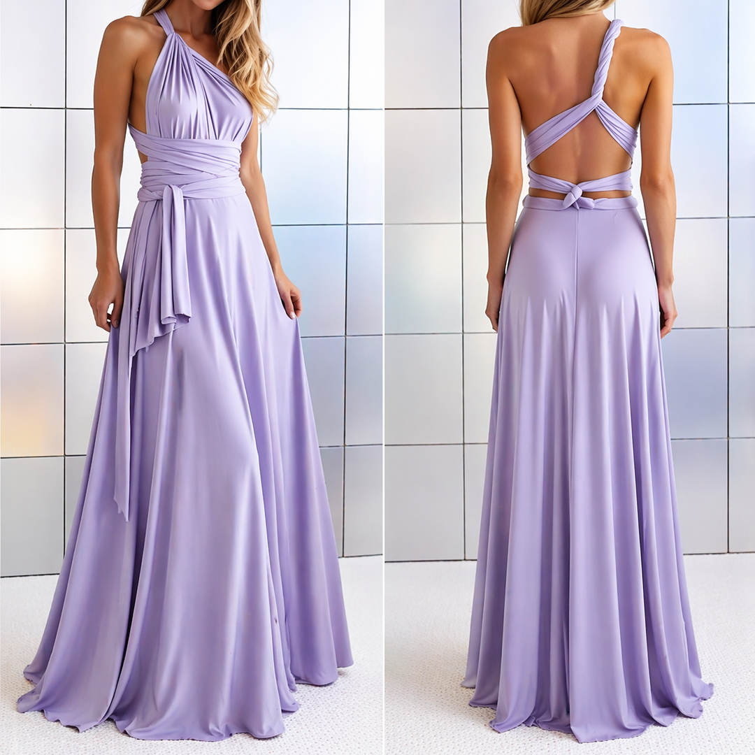 Damen Festliches Kleid Maxi für Hochzeitsgast Herbst in Lila