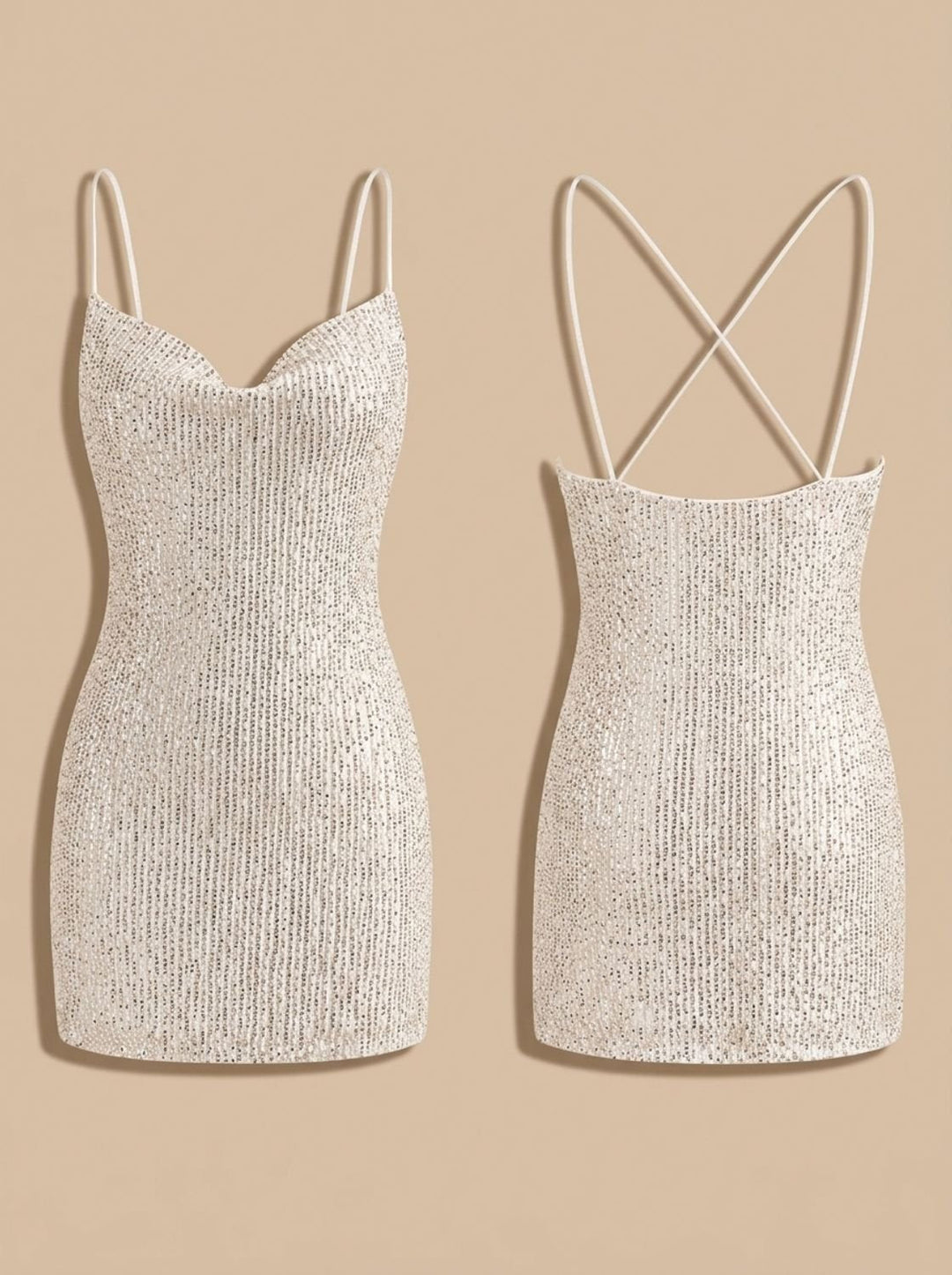 Damen Festliches Kleid Mini mit Pailletten (7)