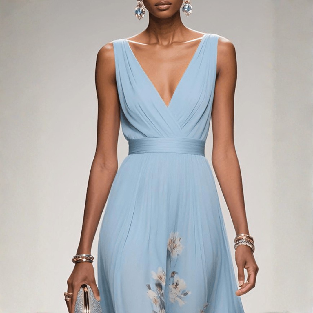 Damen Festliches Langes Abendkleid Blütenmuster (10)