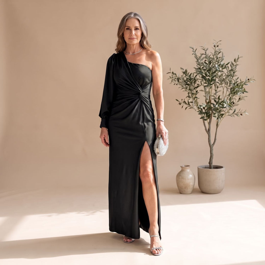 Damen Festliches Maxikleid für Hochzeitsgäste mit Knotendetail in Schwarz
