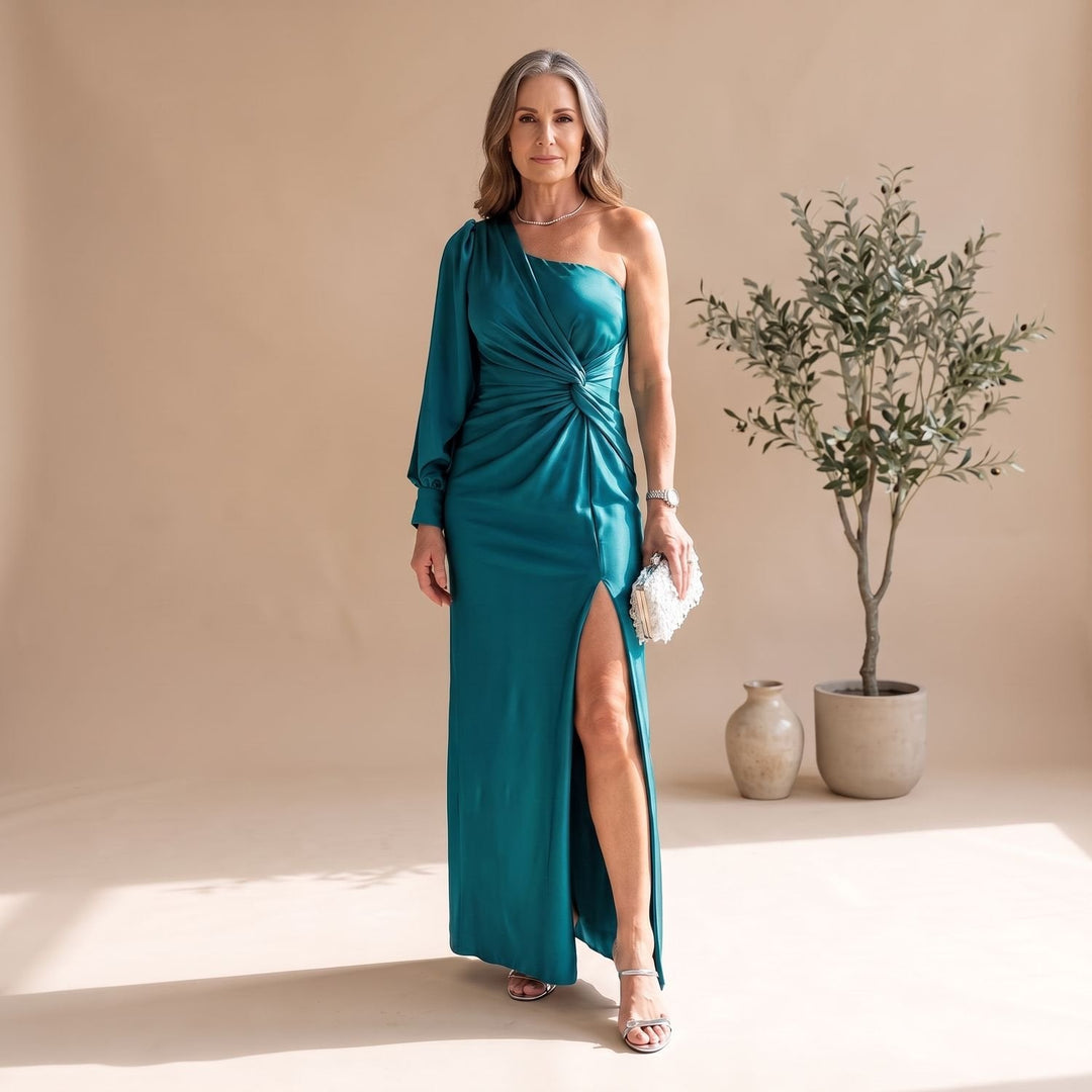 Damen Festliches Maxikleid für Hochzeitsgäste mit Knotendetail in Türkis