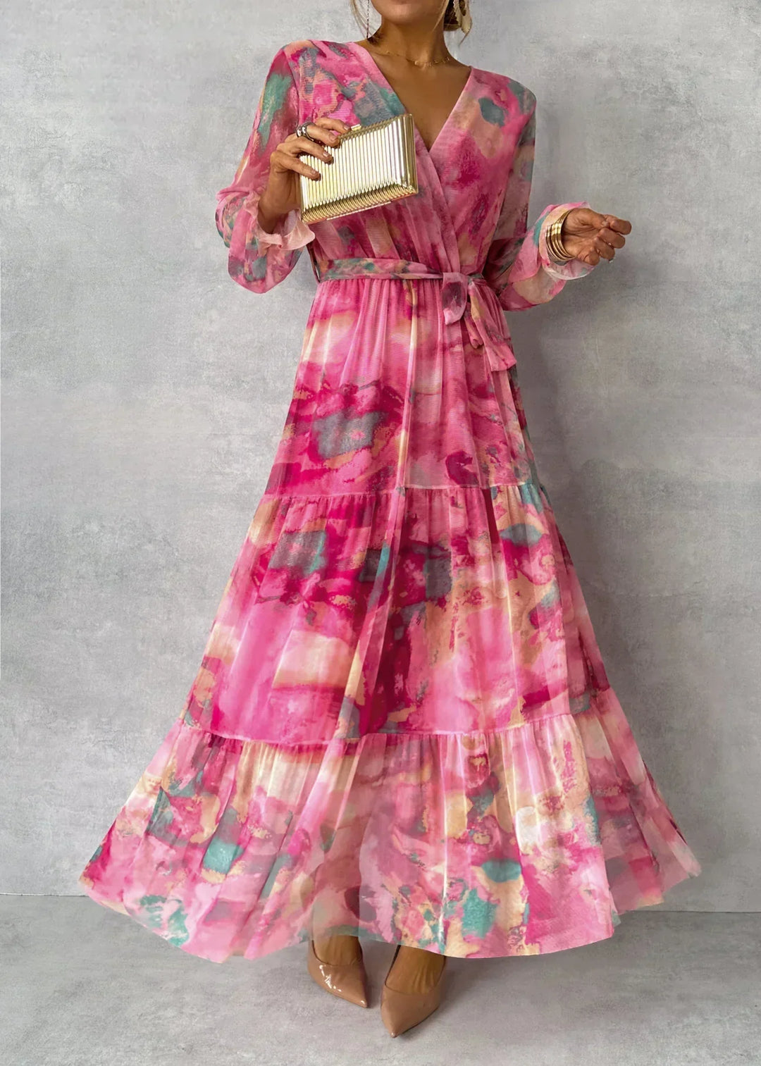 Damen Festliches Maxikleid mit Blumenmuster