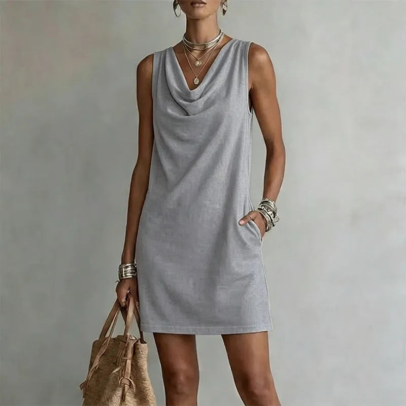 Damen Festliches Minikleid mit Taschen in Grau