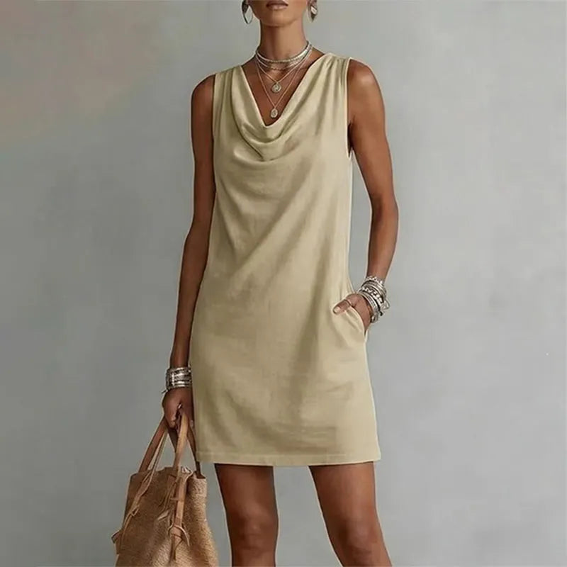 Damen Festliches Minikleid mit Taschen in Khaki