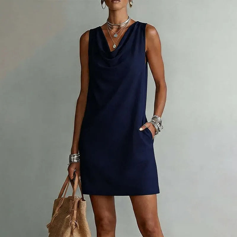 Damen Festliches Minikleid mit Taschen in Marineblau