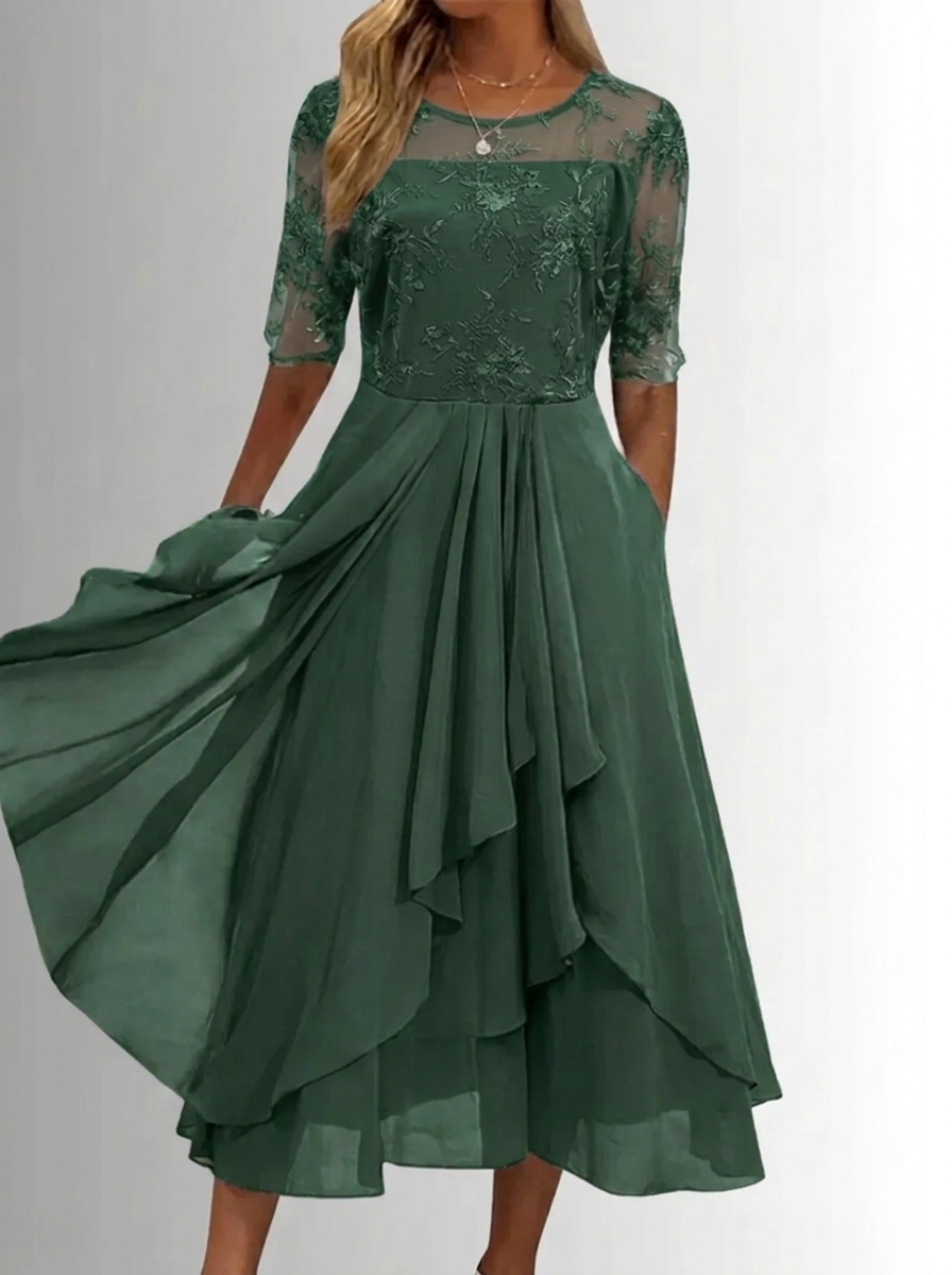 Damen Festliches Spitzenkleid für Hochzeitsgäste in Grün