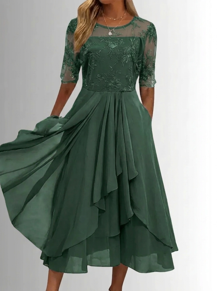 Damen Festliches Spitzenkleid für Hochzeitsgäste in Grün