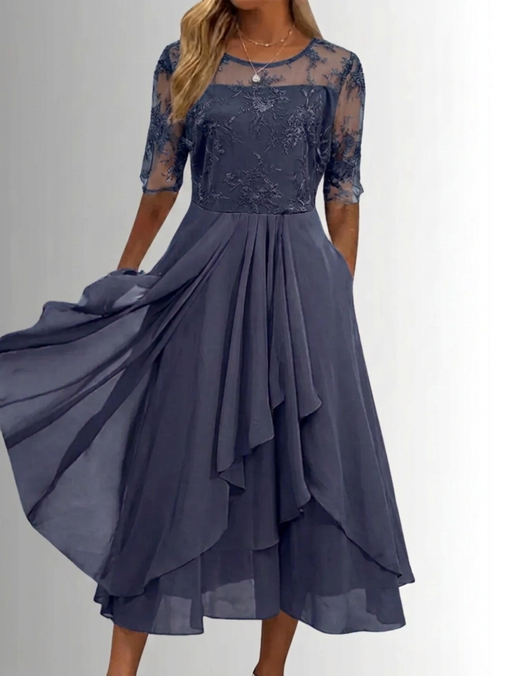 Damen Festliches Spitzenkleid für Hochzeitsgäste in Lila