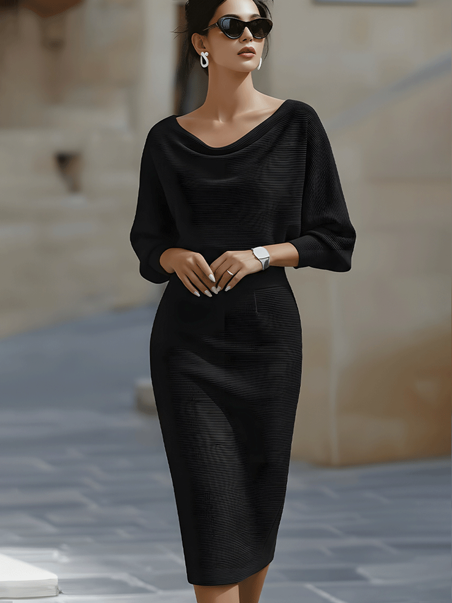 Damen figurbetontes Midikleid für Herbst-Hochzeitsgäste (2)