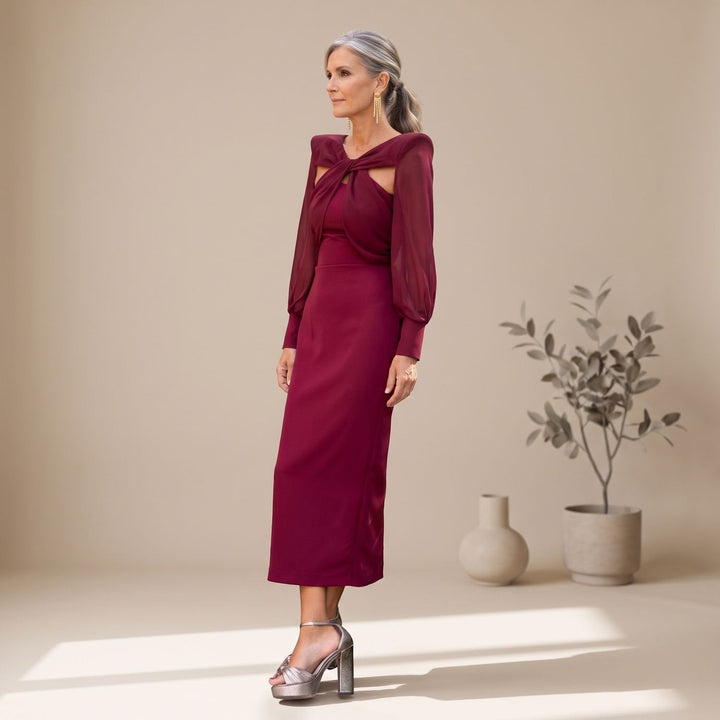 Damen Figurbetontes Midikleid für Hochzeitsgäste