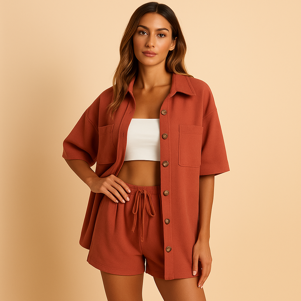 Damen Fleece-Bluse im entspannten Schnitt für Herbst in Rot