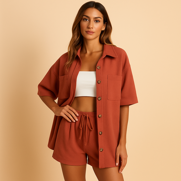 Damen Fleece-Bluse im entspannten Schnitt für Herbst in Rot