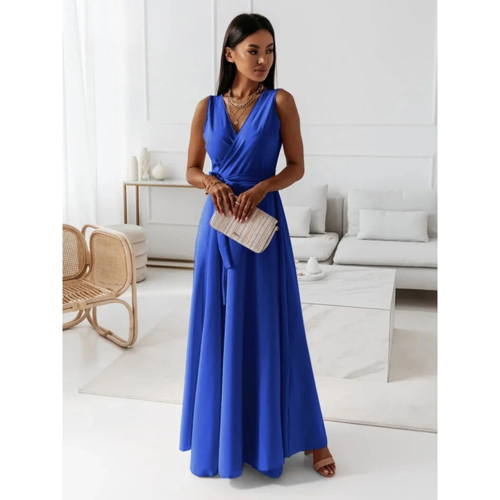 Damen Fließendes Maxikleid für Herbst Hochzeitsgäste in Blau
