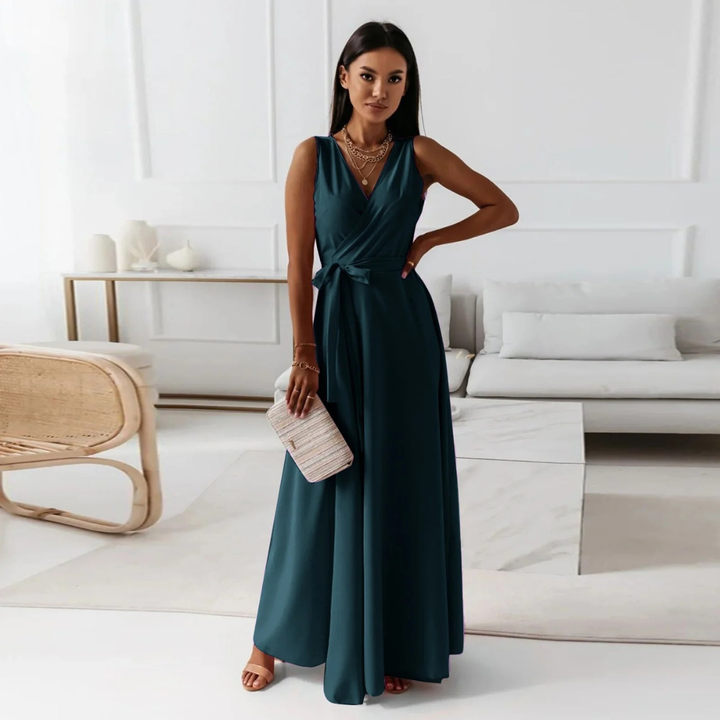 Damen Fließendes Maxikleid für Herbst Hochzeitsgäste in Dunkelgrün