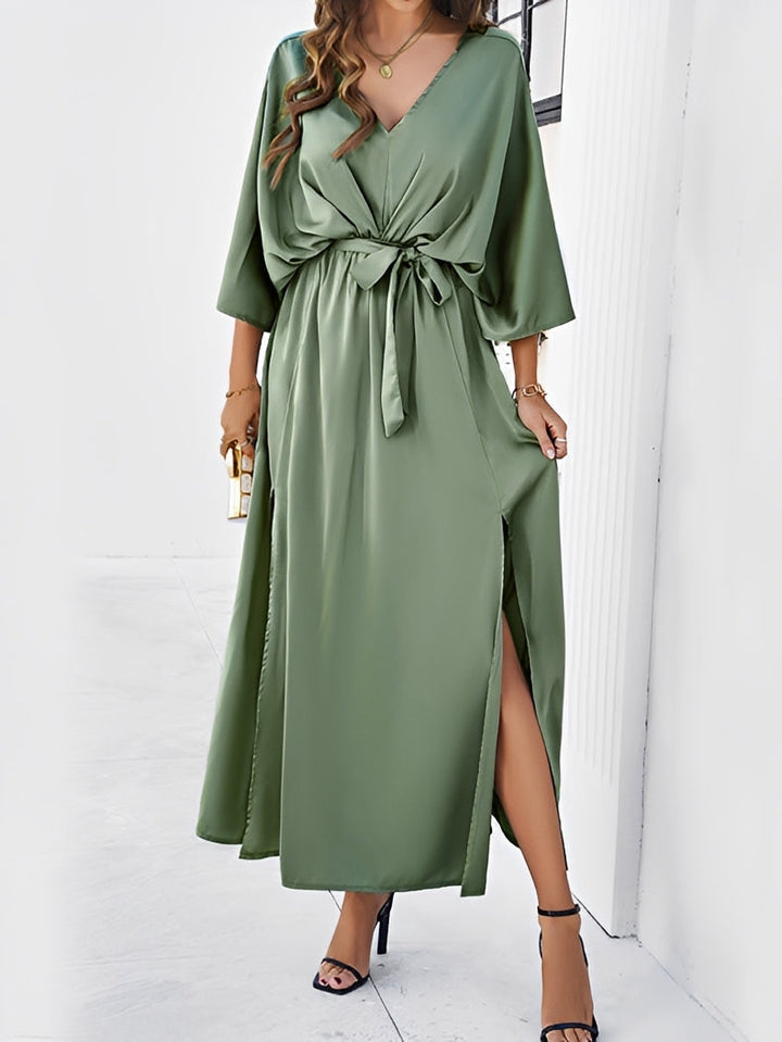 Damen Fließendes Maxikleid für Herbst-Hochzeitsgäste in Grün