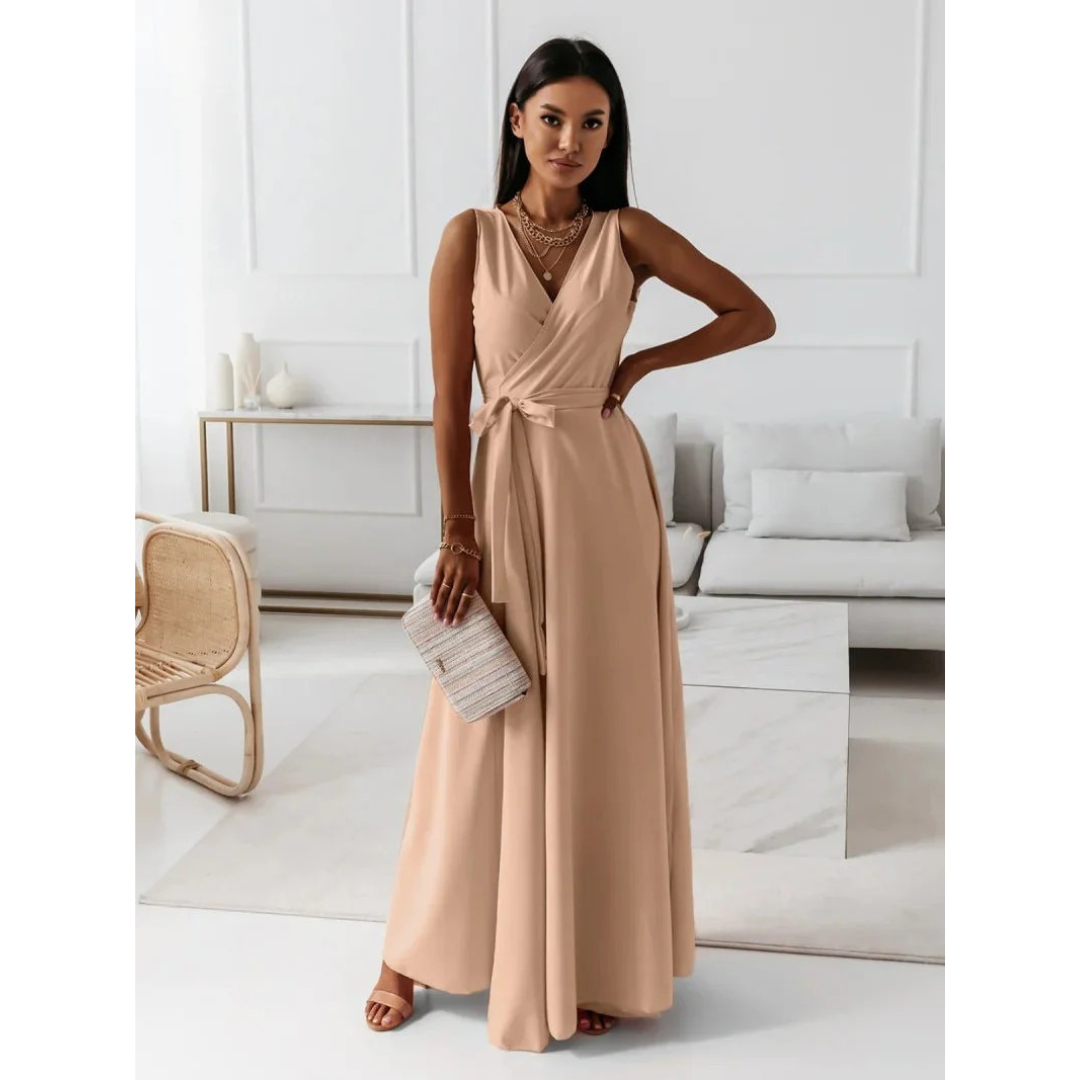 Damen Fließendes Maxikleid für Herbst Hochzeitsgäste in Khaki