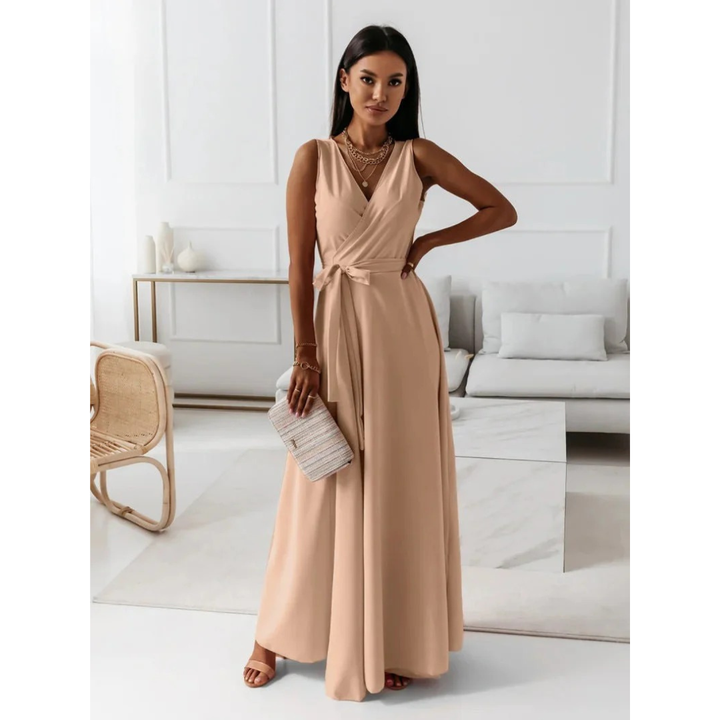 Damen Fließendes Maxikleid für Herbst Hochzeitsgäste in Khaki