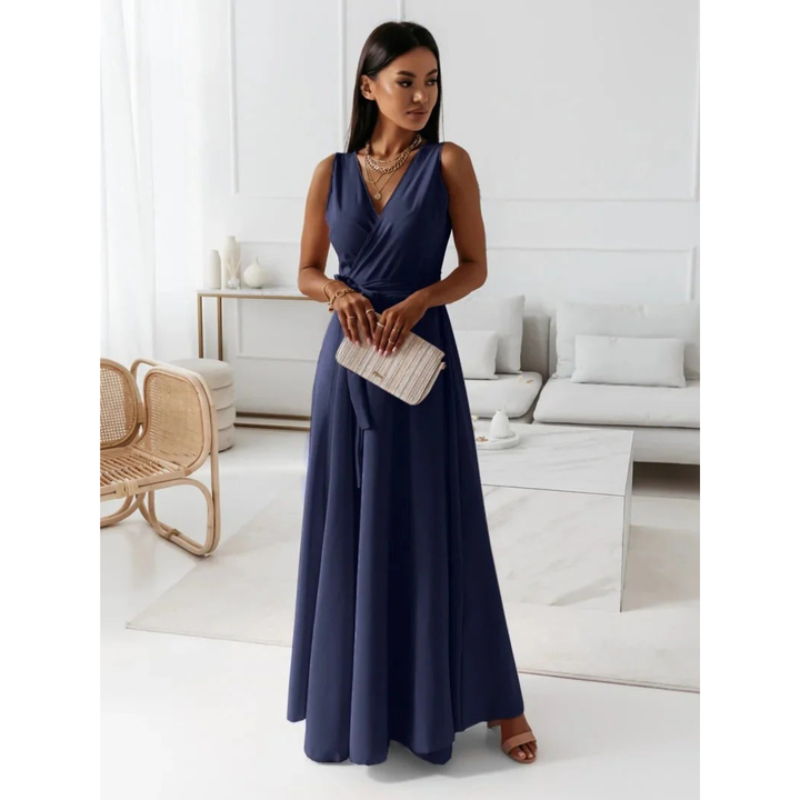 Damen Fließendes Maxikleid für Herbst Hochzeitsgäste in Marineblau