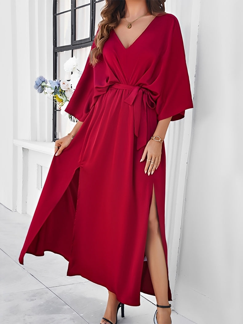 Damen Fließendes Maxikleid für Herbst-Hochzeitsgäste in Rot