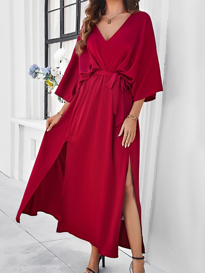 Damen Fließendes Maxikleid für Herbst-Hochzeitsgäste in Rot
