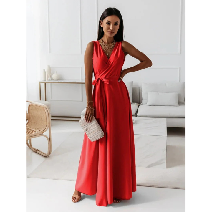 Damen Fließendes Maxikleid für Herbst Hochzeitsgäste in Rot