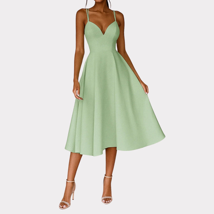 Damen Fließendes Midi Sommerkleid für Feiern in Grün