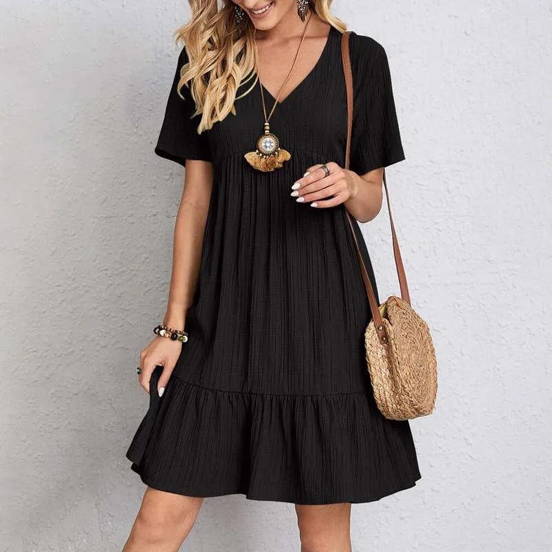 Damen Fließendes Sommerkleid in Schwarz