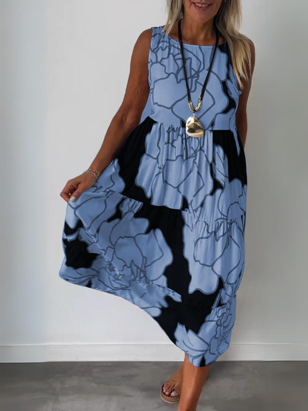 Damen Florales Sommerkleid in Blau