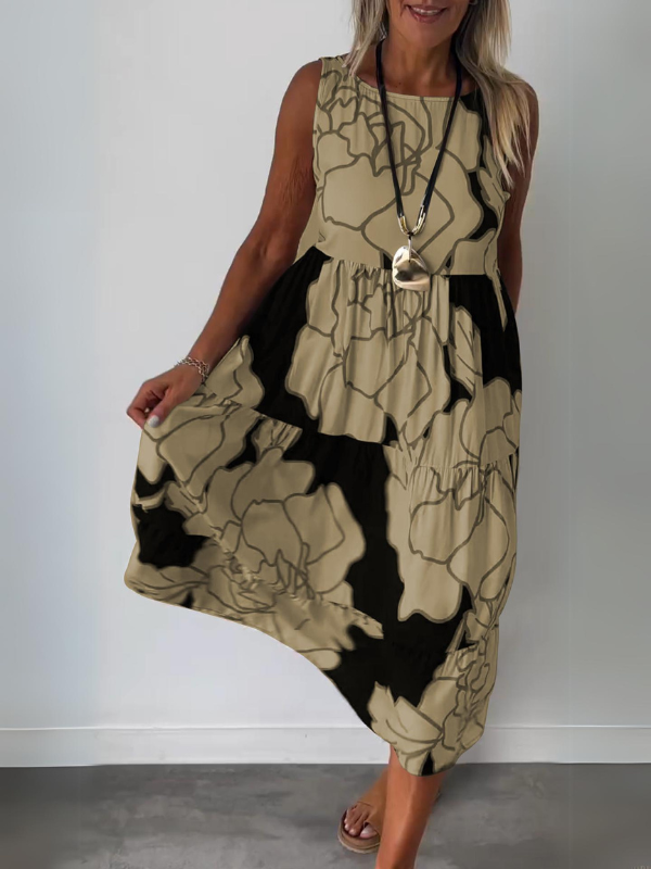 Damen Florales Sommerkleid in Braun