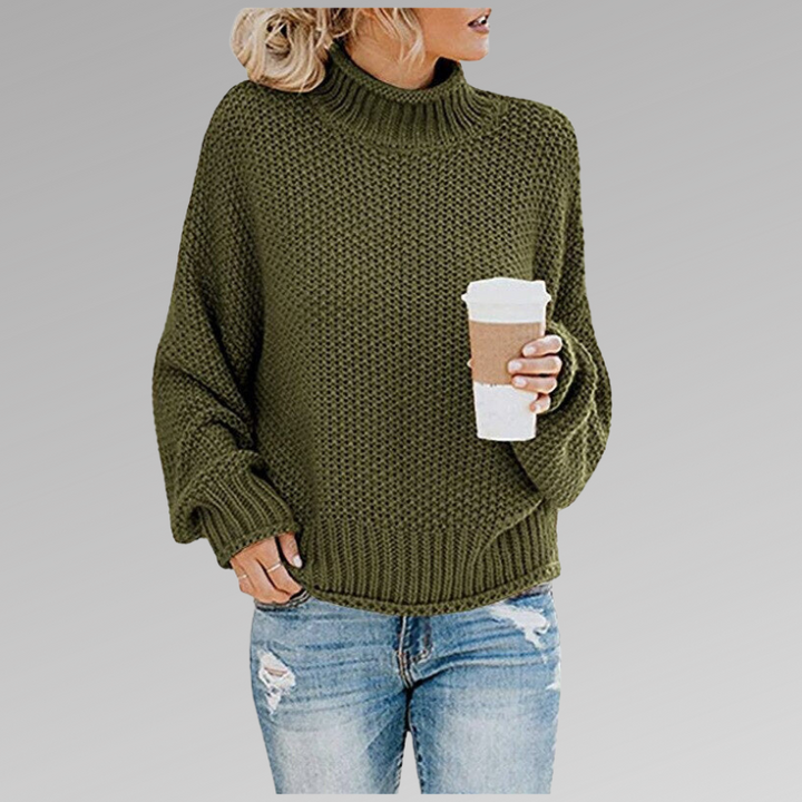 Damen Gemütlicher Strickpullover für kalte Tage in Grün