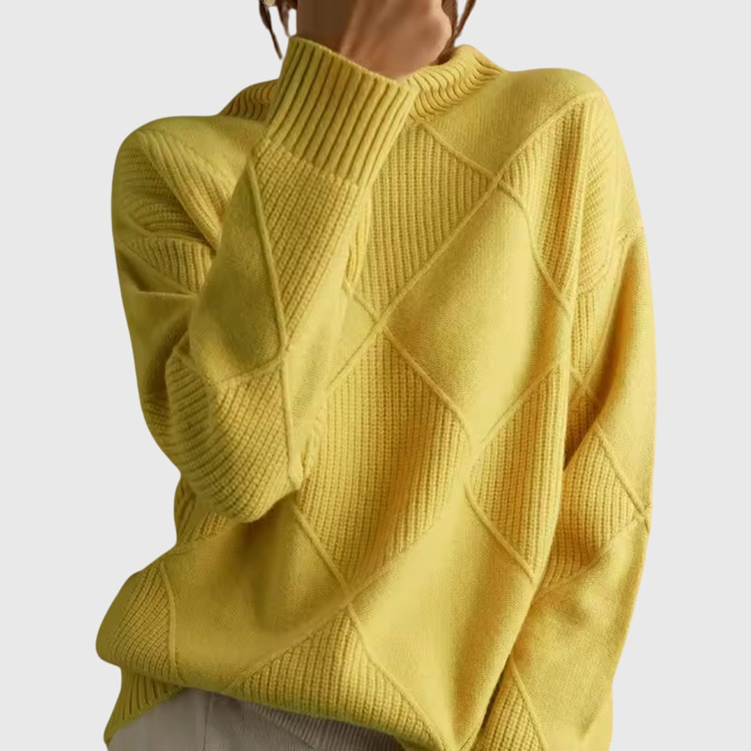 Damen Geometrischer Schlanker Pullover in Gelb