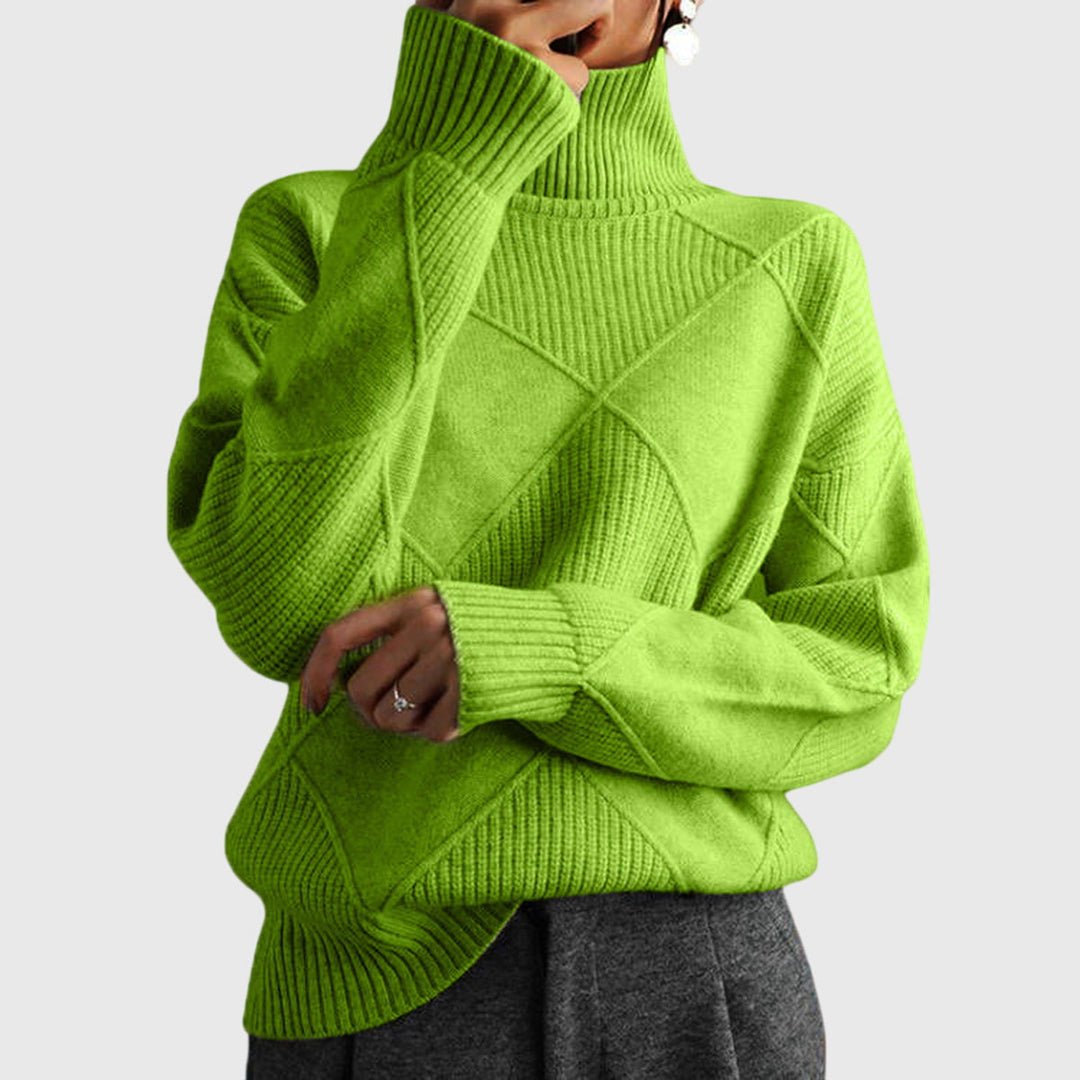 Damen Geometrischer Schlanker Pullover in Grün