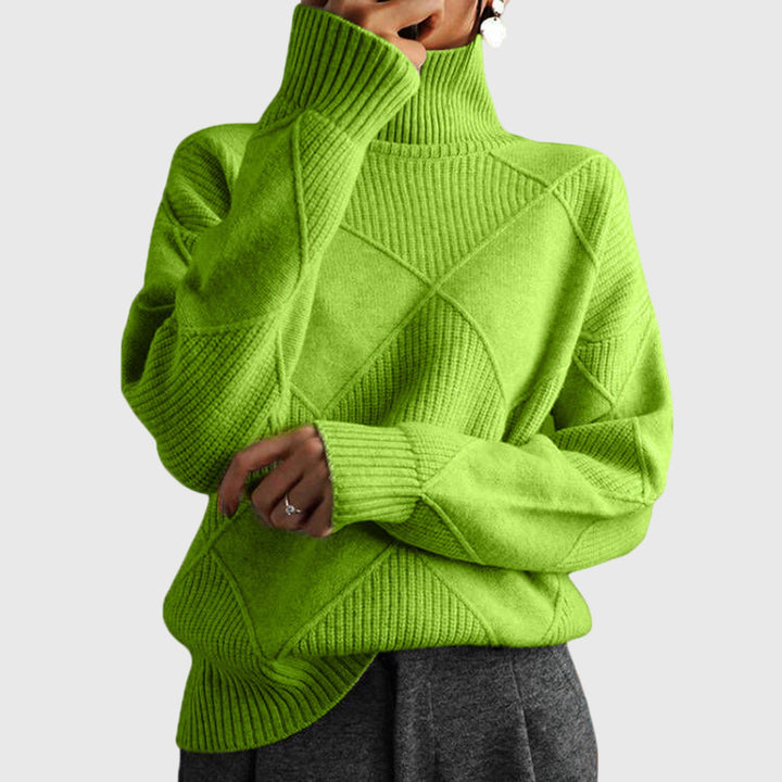 Damen Geometrischer Schlanker Pullover in Grün