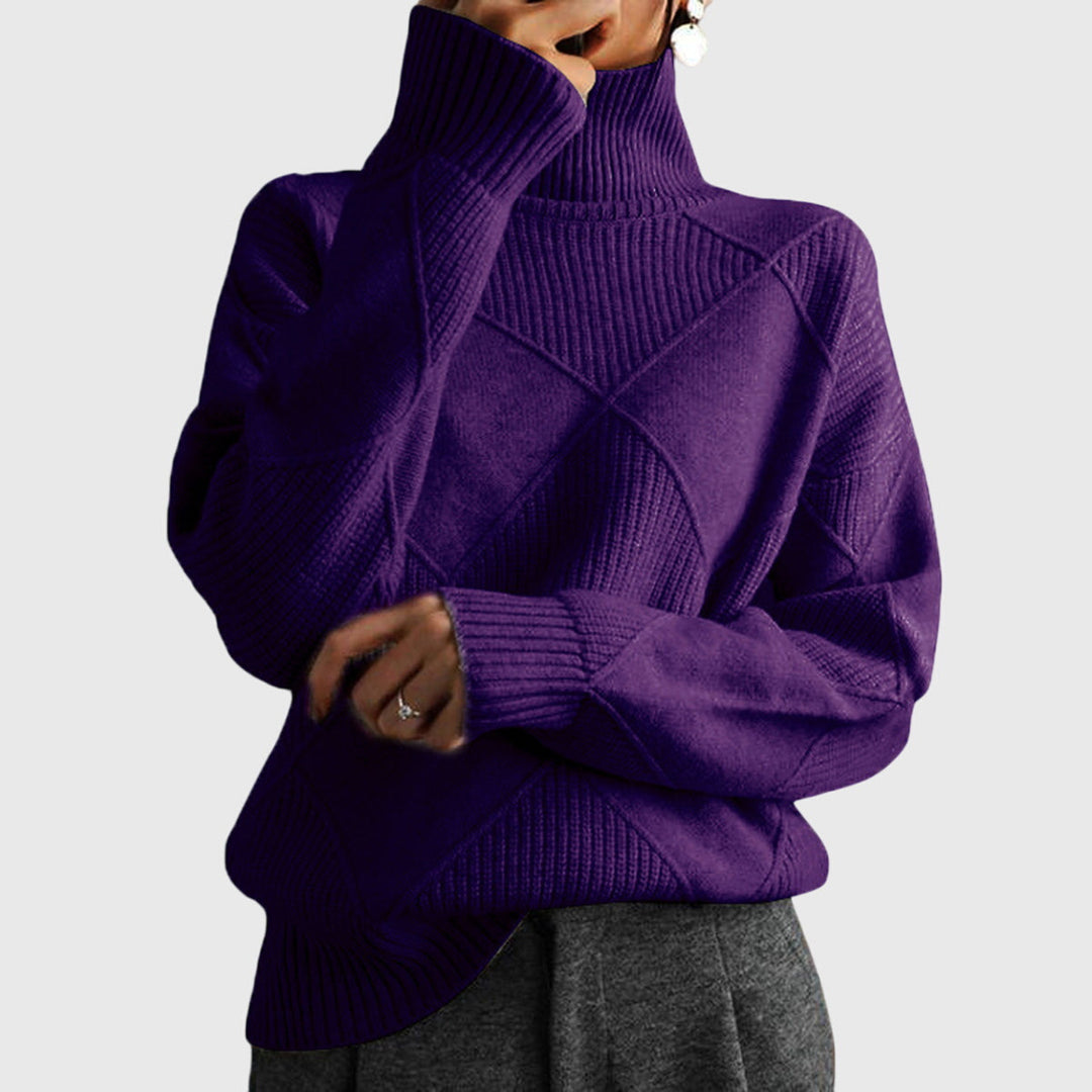 Damen Geometrischer Schlanker Pullover in Lila