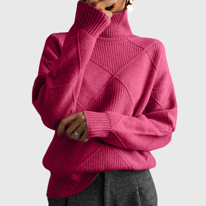 Damen Geometrischer Schlanker Pullover in Rosa
