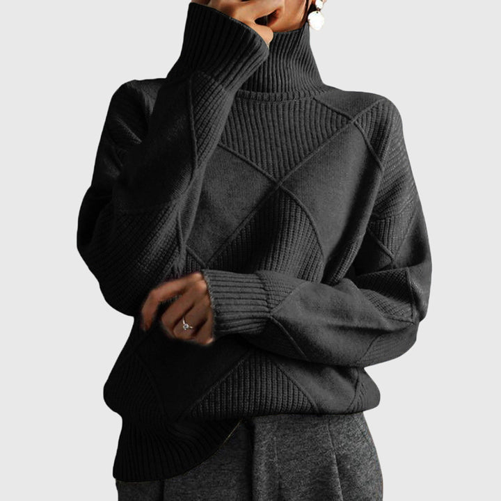 Damen Geometrischer Schlanker Pullover in Schwarz
