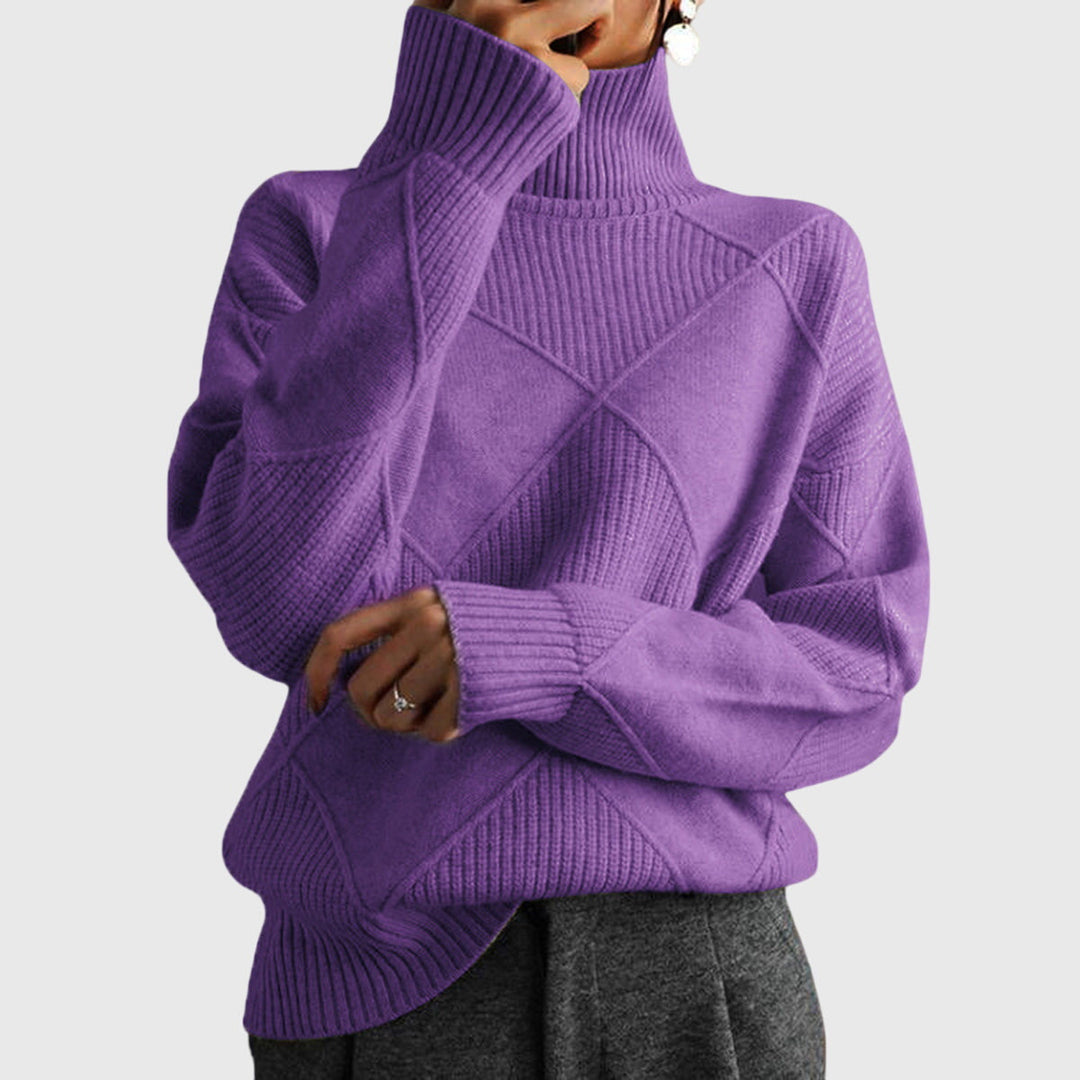 Damen Geometrischer Schlanker Pullover in Violett