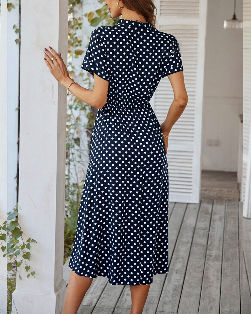 Damen Gepunktetes Midikleid