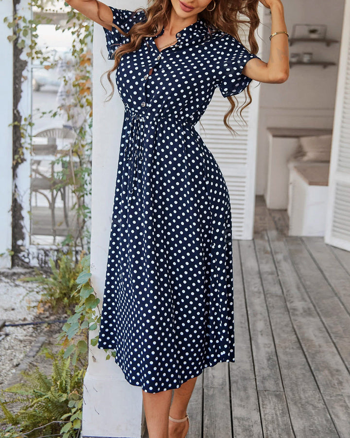Damen Gepunktetes Midikleid (2)