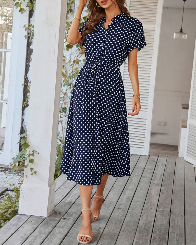 Damen Gepunktetes Midikleid (3)