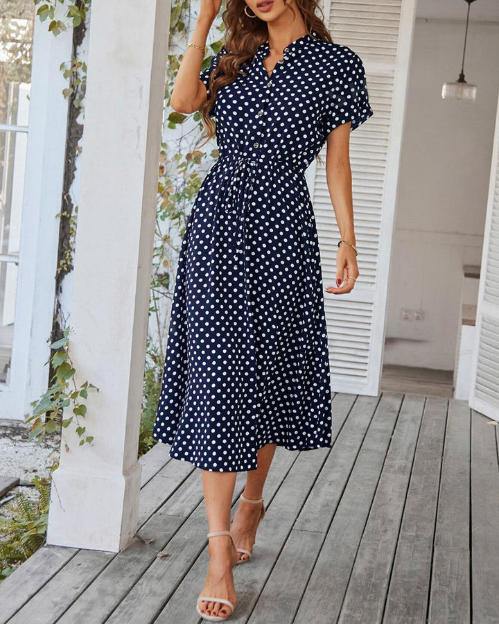 Damen Gepunktetes Midikleid (3)