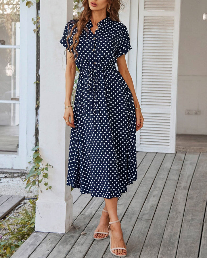 Damen Gepunktetes Midikleid (5)