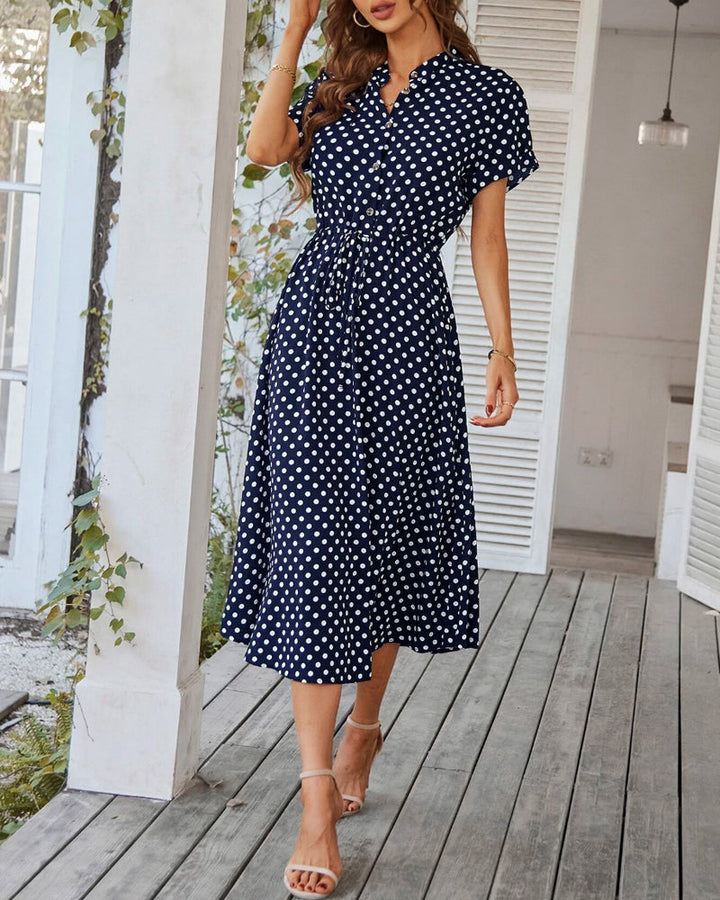 Damen Gepunktetes Midikleid (6)