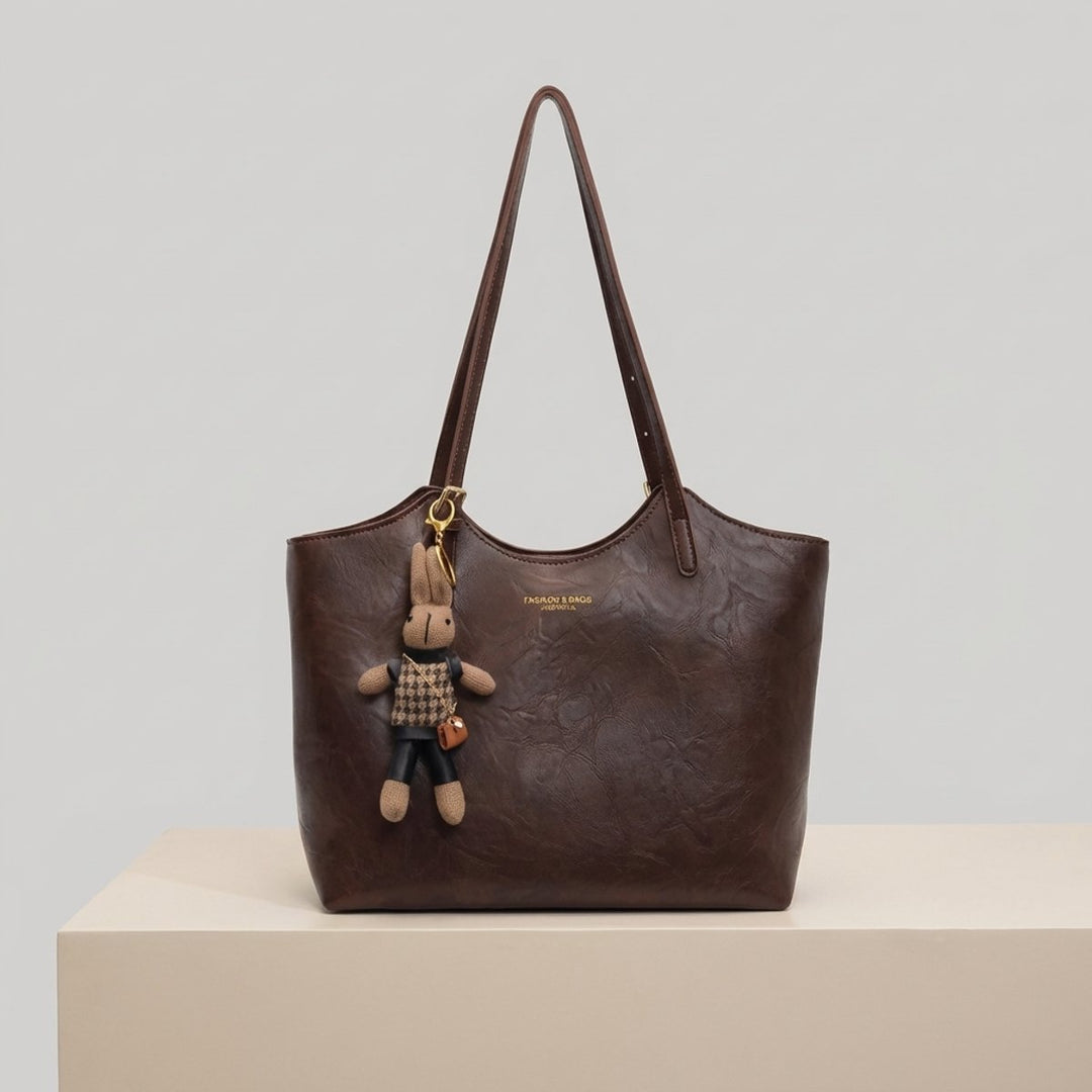 Damen geräumige Schultertasche aus weichem Veganleder
