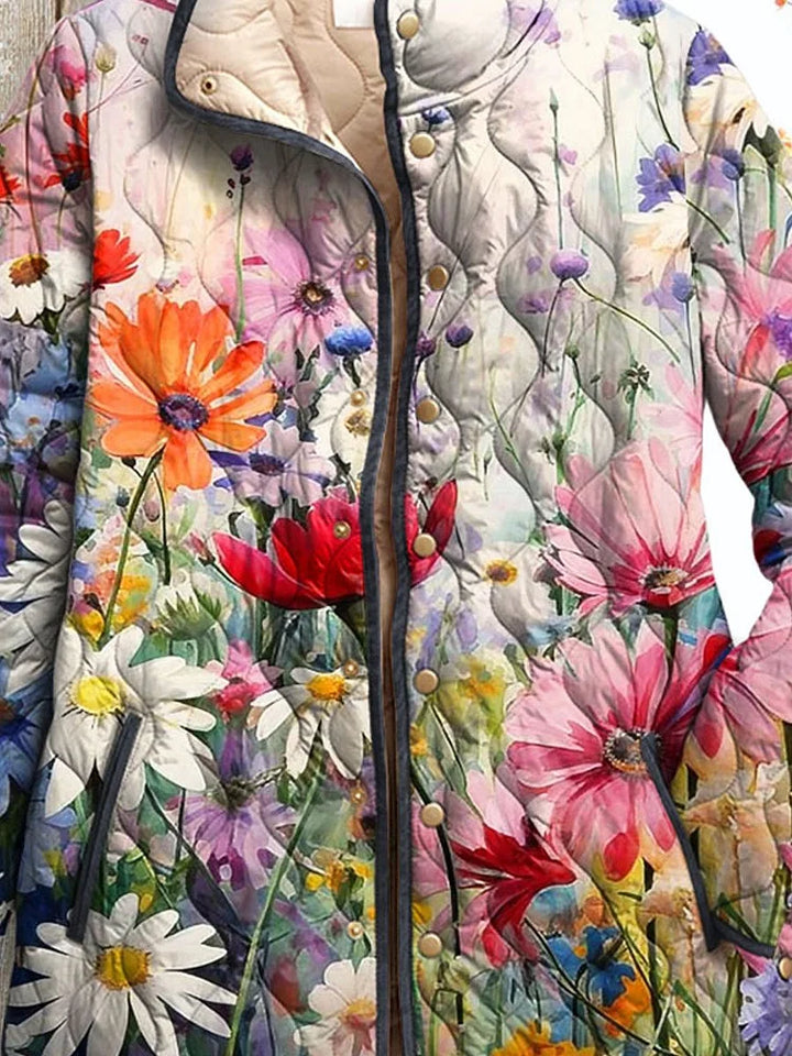 Damen Gesteppte Casual Jacke mit Blumenmuster (2)