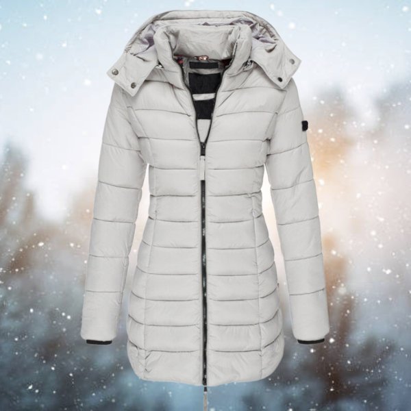 Damen Gesteppte Winterjacke im Parka-Stil in Grau