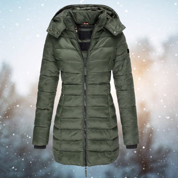 Damen Gesteppte Winterjacke im Parka-Stil in Grün