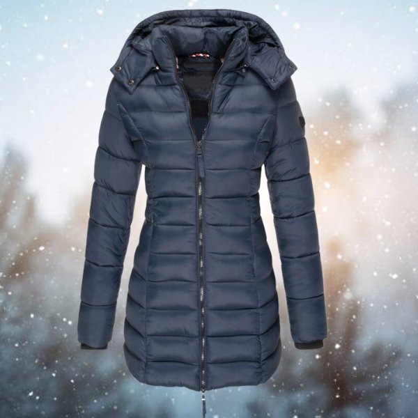 Damen Gesteppte Winterjacke im Parka-Stil in Marineblau